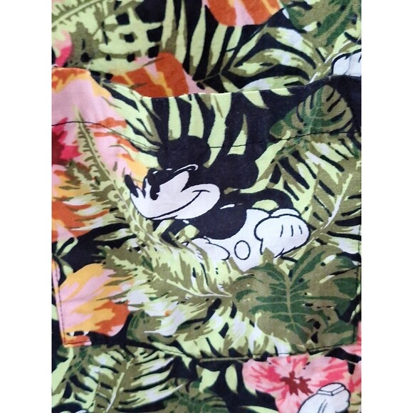 Mens Disney Mickey Mouse Tropical Floral Button Hawaiian Cotton Shirt Vacation S - Picture 5 of 12